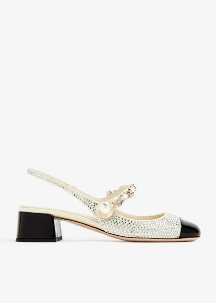 Туфли Miu Miu Crystal Slingback, серый