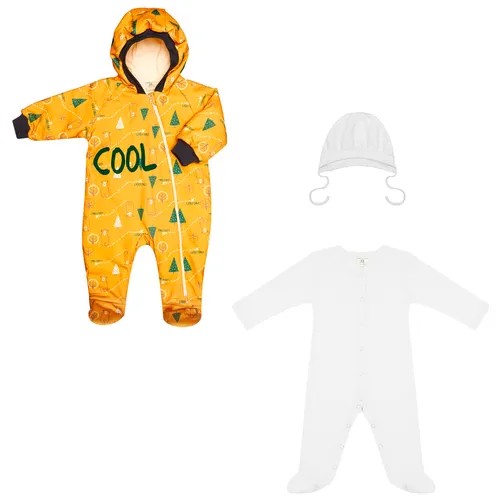 Комплект одежды lucky child, размер 18 (56-62), белый, оранжевый