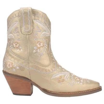 Dingo Primrose Цветочные ковбойские ботинки с коротким носком Женские золотые повседневные сапоги DI748-700
