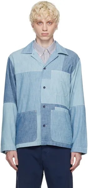Синяя рубашка в стиле пэчворк Polo Ralph Lauren