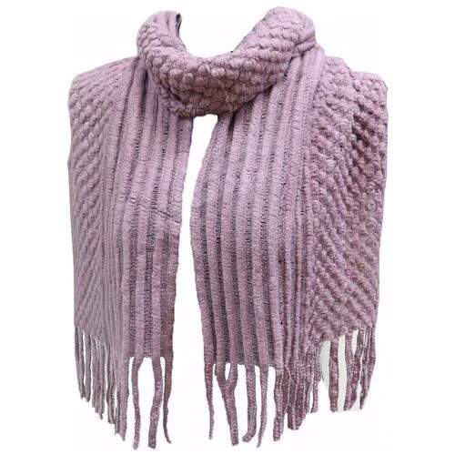 Шарф Crystel Eden, шерсть, вязаный, с бахромой, 160х30 см, one size, розовый