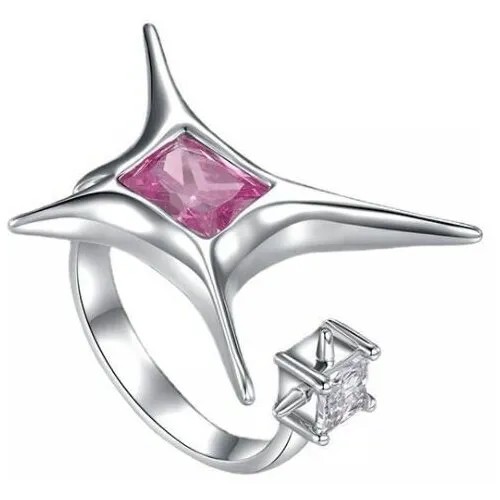 Кольцо Филькина Грамота, безразмерное, розовый, серебряный