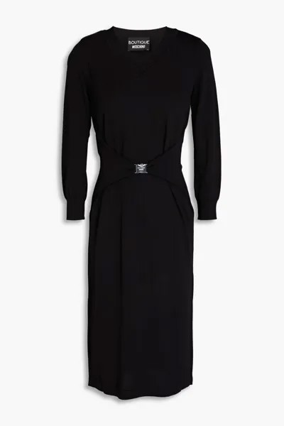 Трикотажное платье с поясом Boutique Moschino, черный
