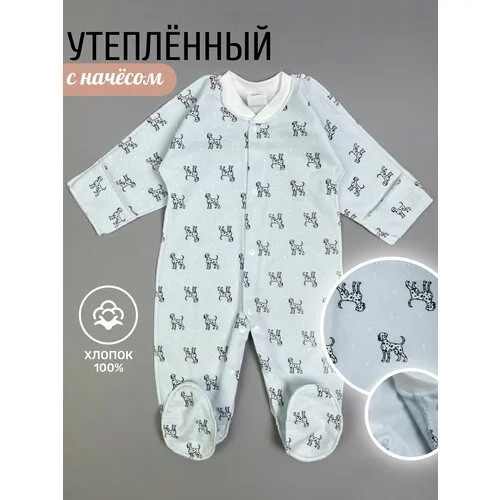 Комбинезон Clariss Осень-зима 2024, закрытая стопа, размер 24 (74-80) 6-9 мес., голубой