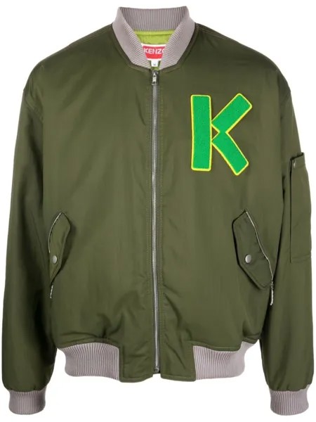 Kenzo бомбер Varsity с нашивкой-логотипом, зеленый