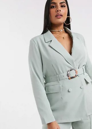 Пиджак с поясом от комплекта Missguided Plus-Зеленый