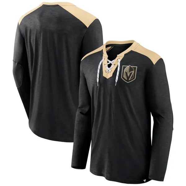 Мужская черная фирменная футболка Fanatics Vegas Golden Knights Special Edition 2.0 со шнуровкой и длинными рукавами
