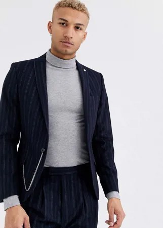 Супероблегающий пиджак в полоску Twisted Tailor-Темно-синий