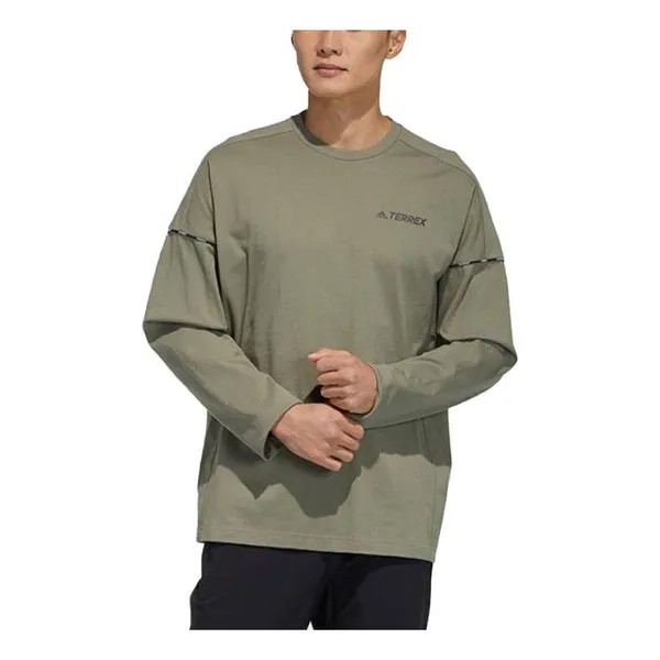 Толстовка adidas Terrex Casual Sports Round Neck Long Sleeves Green, зеленый