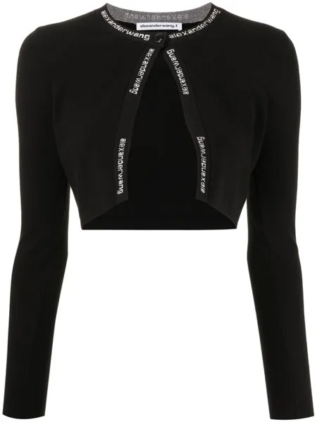 Alexander Wang укороченный кардиган с логотипом, черный