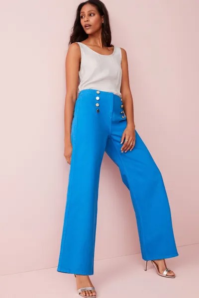 Элегантные джинсы с широкими штанинами и декоративными золотыми пуговицами Next, синий