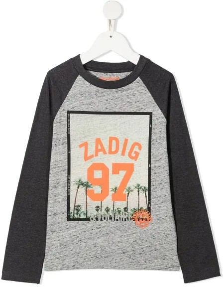 Zadig & Voltaire Kids двухцветная футболка с логотипом