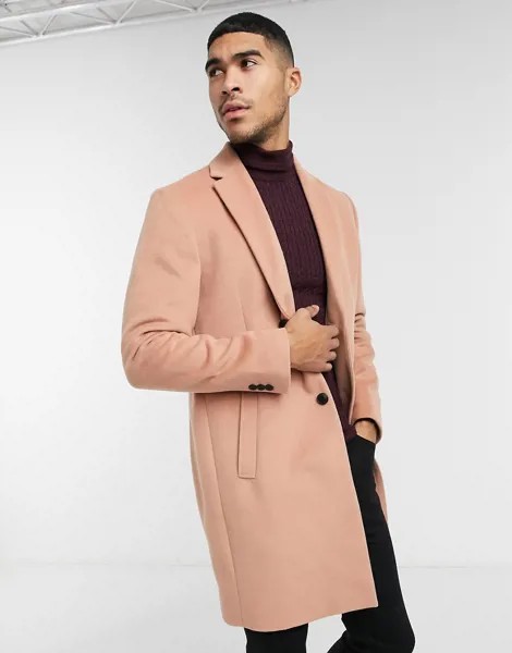 Розовое пальто из искусственной шерсти Topman-Розовый