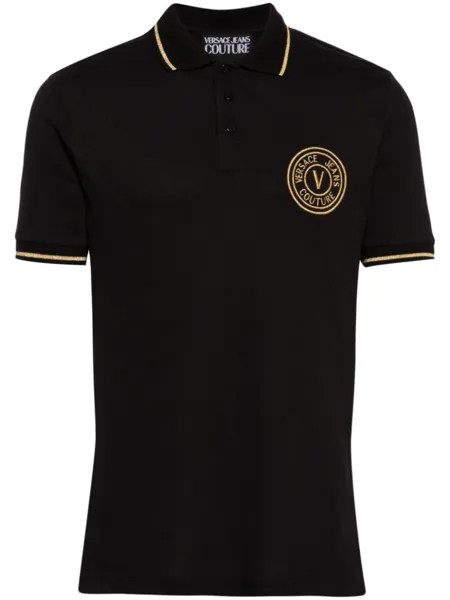 Versace Jeans Couture рубашка поло с логотипом V-Emblem, черный