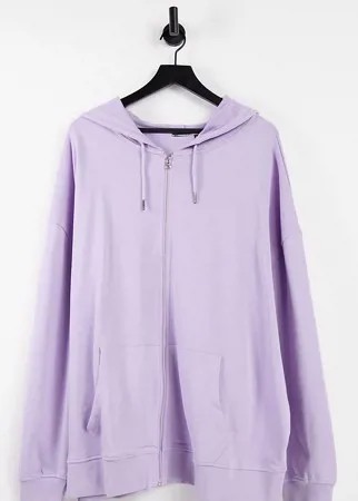 Сиреневый oversized-худи из органического хлопка на молнии ASOS DESIGN Curve-Фиолетовый цвет