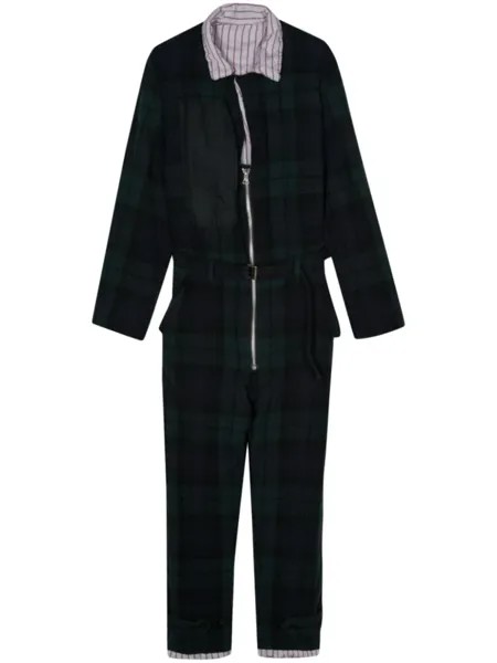 Sacai фланелевый комбинезон в клетку, зеленый