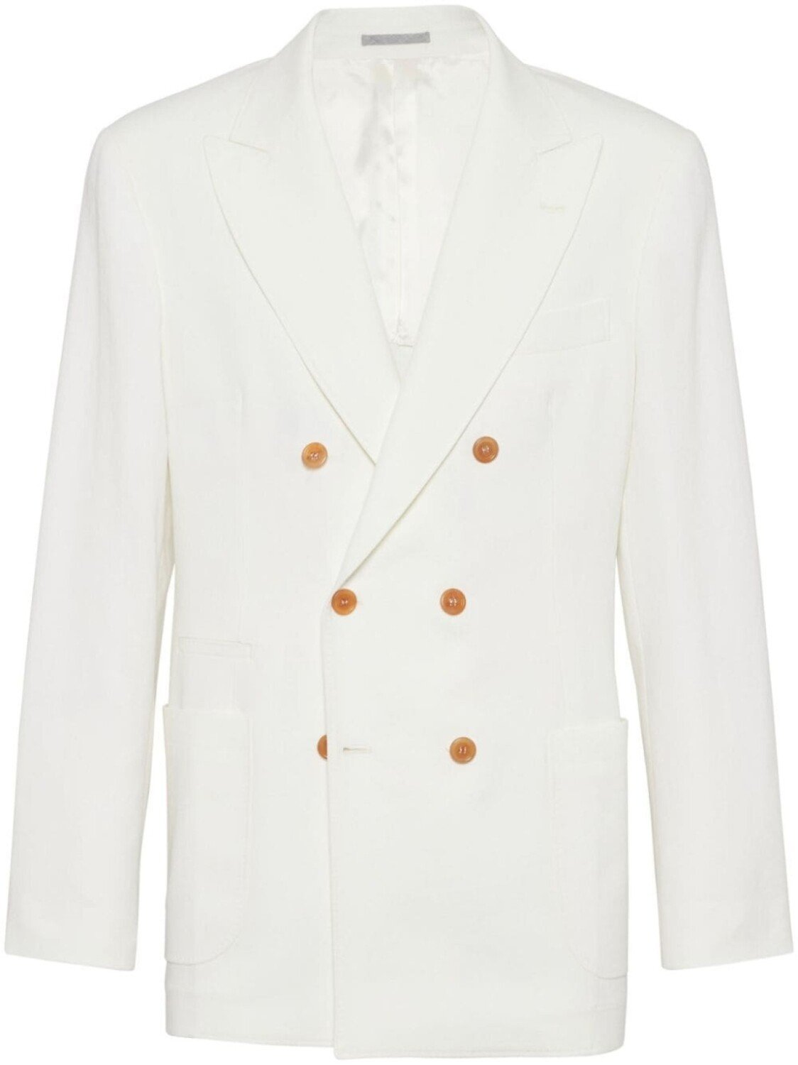 Brunello Cucinelli двубортный льняной пиджак, белый