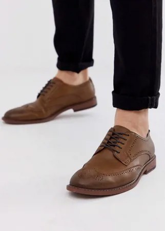 Светло-коричневые броги из искусственной кожи ASOS DESIGN-Коричневый цвет