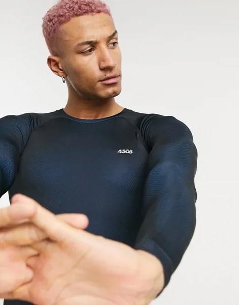 Спортивный лонгслив облегающего кроя в 2 оттенках ASOS 4505 Training-Черный цвет