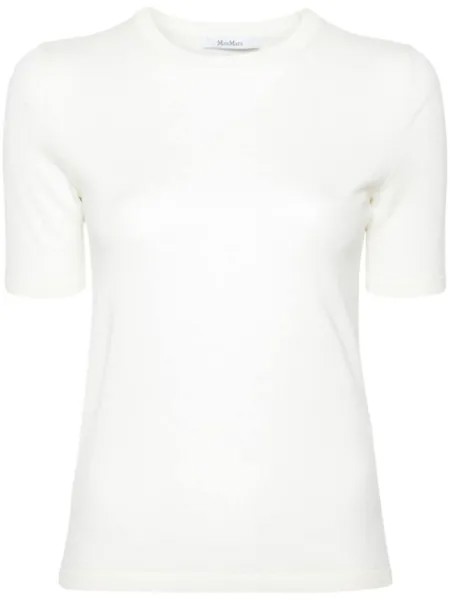 Max Mara футболка тонкой вязки с круглым вырезом, белый