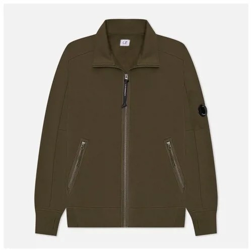 Мужская толстовка C.P. Company Full Zipped Diagonal Raised Fleece оливковый, Размер S