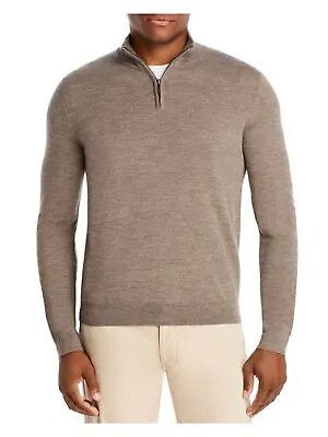 Дизайнерский бренд, мужской коричневый свитер с воротником-стойкой, классический свитер из шерсти мериноса с молнией в четверть, S