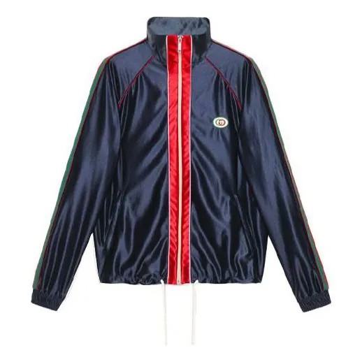 Куртка GUCCI Shiny Jersey Jacket With Web 'Blue', синий