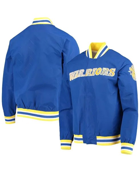 Мужская куртка golden state warriors royal hardwood classics 75th anniversary authentic warmup full-snap jacket Mitchell & Ness