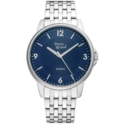 Наручные часы Pierre Ricaud Bracelet Наручные часы Pierre Ricaud P60035.5155Q мужские, кварцевые, серебряный, синий