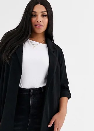 Черный пиджак с завязками на рукавах New Look Curve