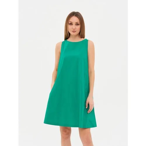 Платье UNITED COLORS OF BENETTON, хлопок, повседневное, свободный силуэт, мини, размер L, зеленый