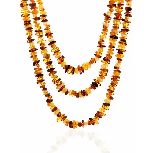 Бусы AmberHandmade, янтарь, длина 44 см, бежевый, коричневый