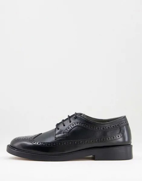 Черные броги на шнуровке Topman Tyger-Белый