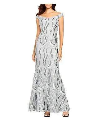 AIDAN MATTOX Женское серебряное вечернее платье без рукавов макси 2