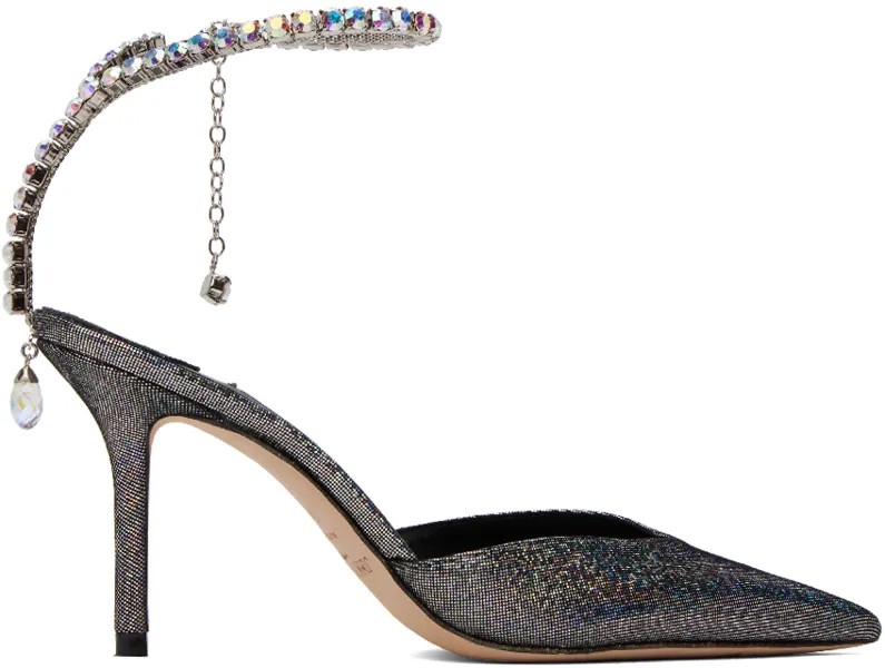 Серебряные туфли Saeda 85 на каблуках Jimmy Choo