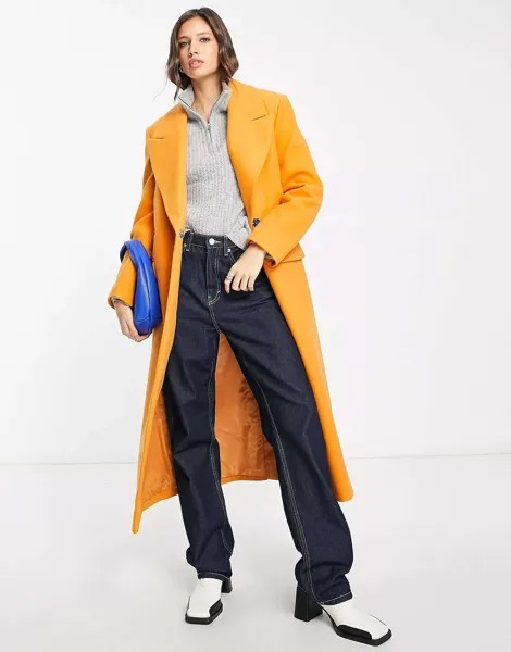Оранжевое пальто в стиле 80-х River Island