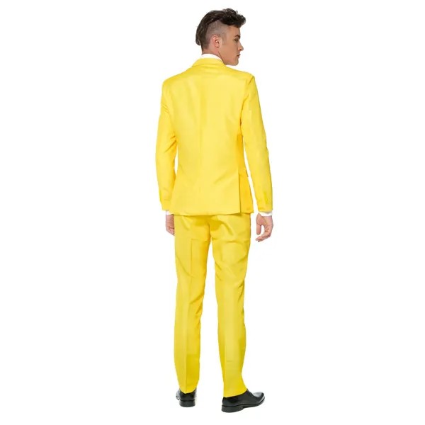 Мужской однотонный костюм  с галстуком  Suitmeister Slim-Fit, желтый