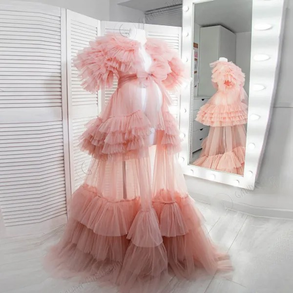 Румяна Платье для беременных для фотосессии тюль платье для беременных пушистый розовый будуар для беременных халат для женщин халат на заказ