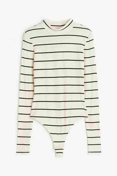 Боди H&M Mock Turtleneck Thong, кремовый