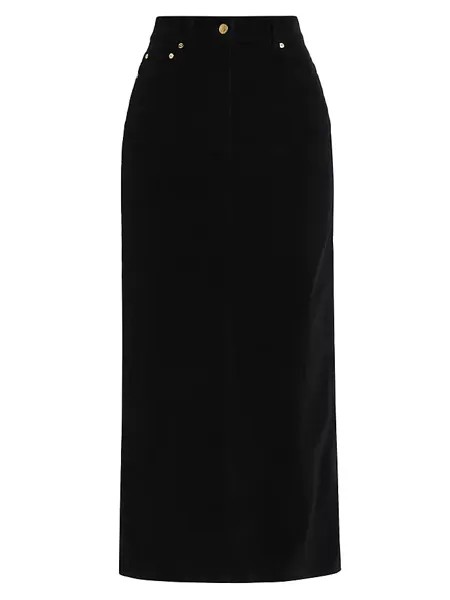 Вельветовая юбка-миди из стираного хлопка Ganni, черный