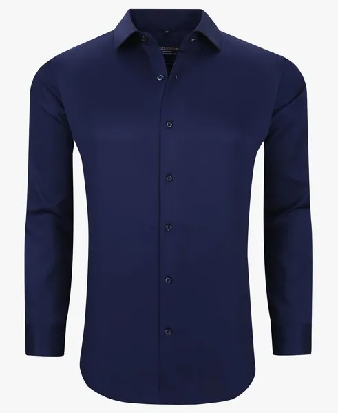 Мужская однотонная облегающая рубашка без морщин с длинным рукавом и длинными рукавами на пуговицах Suslo Couture, синий