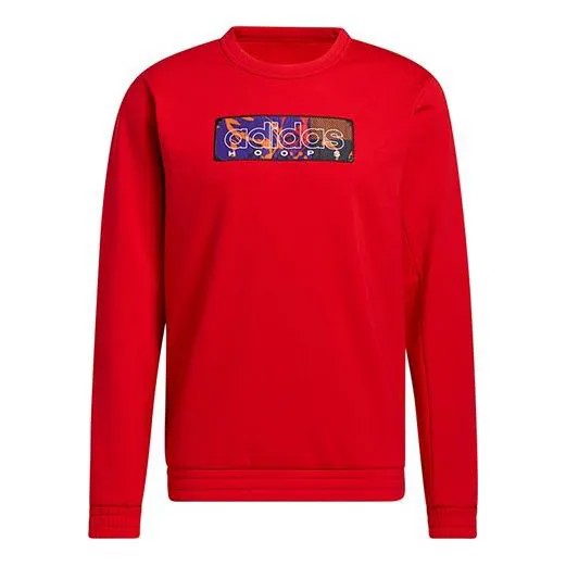 Толстовка Adidas Mic Gfx Crew New Year's Edition Basketball Sports Fleece Lined Round Neck Pullover Red, Красный