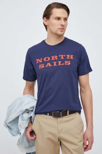 Хлопковая футболка North Sails, темно-синий