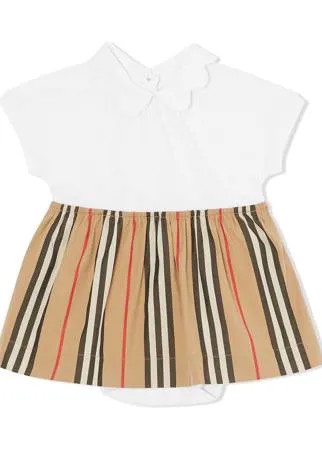 Burberry Kids платье-боди с подолом в полоску Icon Stripe