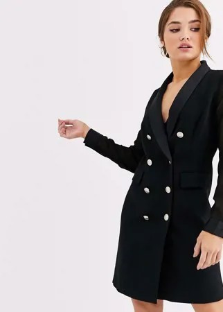 Черное платье-пиджак с прозрачными рукавами Morgan-Черный