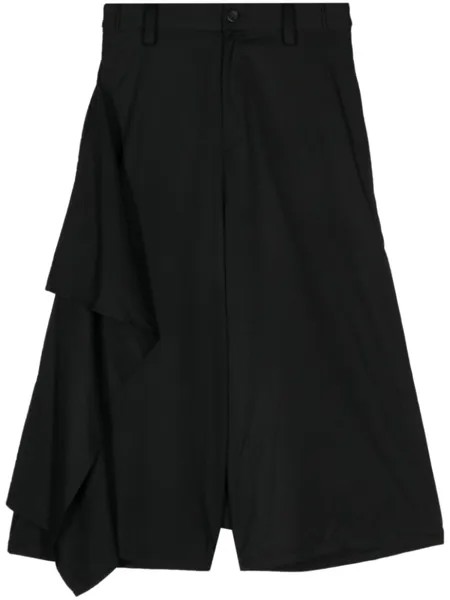 Драпированные шерстяные брюки Yohji Yamamoto, черный