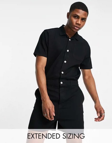 Короткий комбинезон черного цвета ASOS DESIGN-Черный цвет