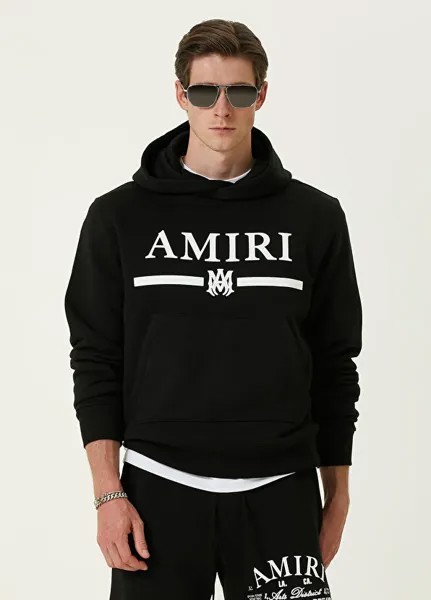 Черный свитшот с капюшоном и логотипом Amiri