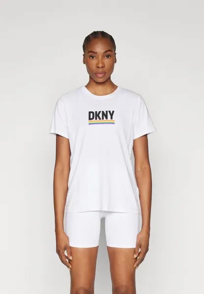 Футболка с принтом RAINBOW PRIDE LOGO SHORT SLEEVE CREW NECK TEE DKNY, цвет white