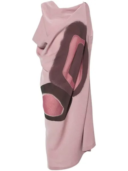 Issey Miyake abstract-print asymmetric midi dress, фиолетовый